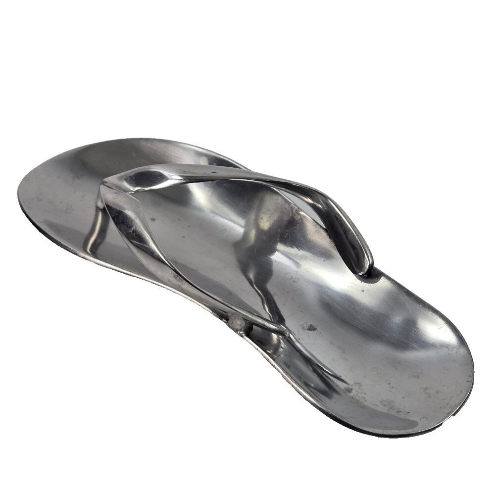 Vintage Flip Flop Sandal Aluminum Metal Novelty Trinket Dish Tray Summer Decor
